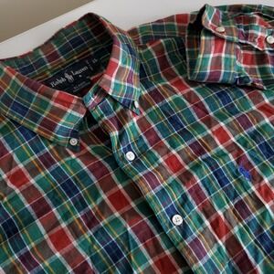Polo Ralph Lauren Blaire Mens XL Plaid Long Sleeve Button Down Oxford Pony Logo